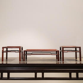 红木圆包圆罗锅枨案上几摆件一组（一组三件）