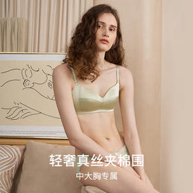 HSIA遐真丝文胸女无钢圈全罩杯薄款夹棉防凸点光面无痕桑蚕丝内衣