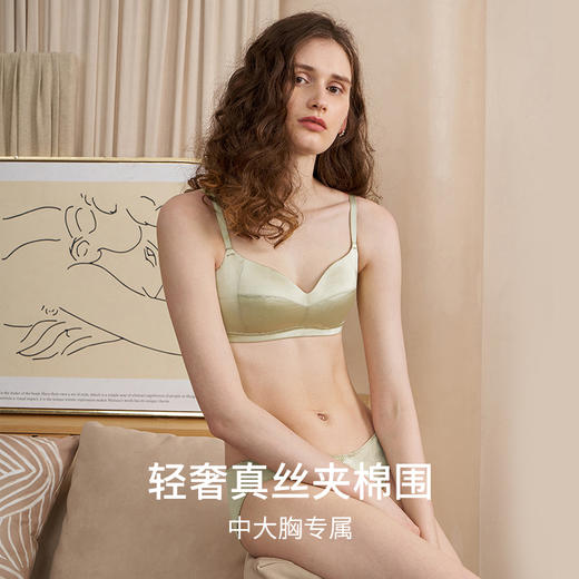 HSIA遐真丝文胸女无钢圈全罩杯薄款夹棉防凸点光面无痕桑蚕丝内衣 商品图0