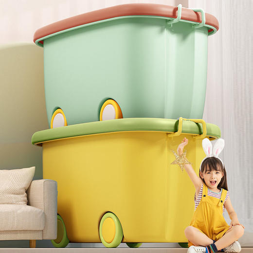 儿童玩具娃娃收纳箱子家用滚轮加厚结实小孩装衣服大号储物整理箱 商品图1