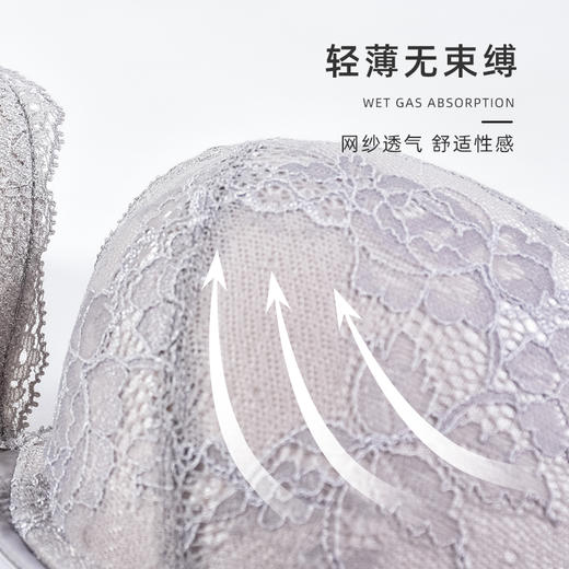【秒杀品不退不换】皇家丽美小胸聚拢蕾丝性感记忆钛圈文胸内衣上薄下厚WJ907-2 商品图3