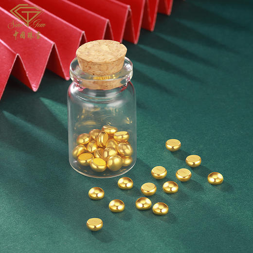 中国珠宝 黄金豆豆摆件1g足金小金条实心攒金豆存钱投资收藏送礼 商品图4