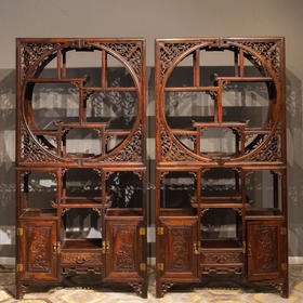 清 红木月洞式博古架（一对）