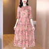 AHMnrg5562  2022夏季新款桑蚕丝时尚气质奢华蕾丝阔太太法式碎花显瘦连衣裙 商品缩略图1