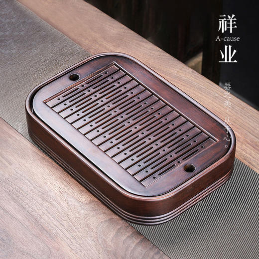 茶盘家用竹制小茶台托盘排水沥水储水式功夫茶具椭圆形茶海 商品图3