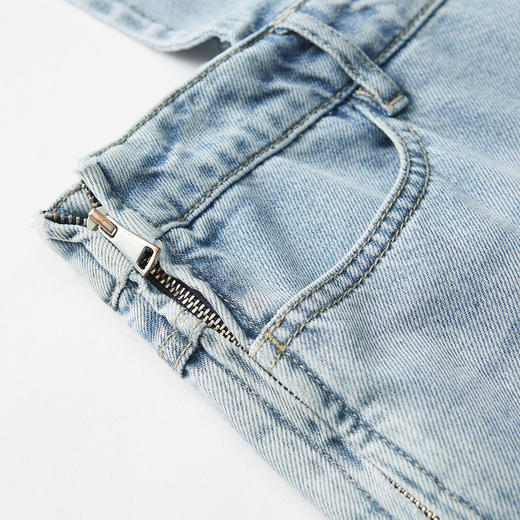 谜底2022夏季新款复古学院风高腰天丝棉背带牛仔裤女222MK0564 商品图3