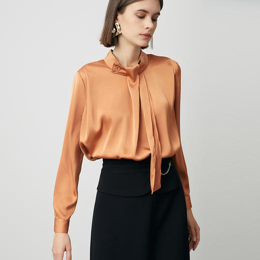 EITIE爱特爱秋季新款时尚职业百搭显瘦飘带小上衣7113801 商品图6