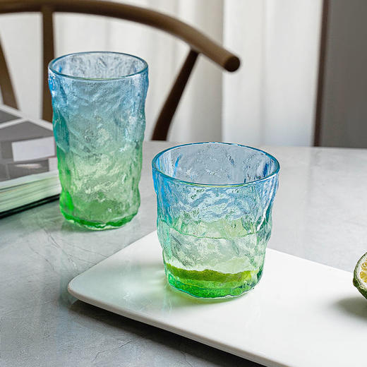 2只装/【渐变冰川渐变色上新 I 握在手里的夏日冰凉】冰川纹玻璃杯新款潮高颜值水杯女果汁饮料杯ins风杯子咖啡杯酒杯 商品图1