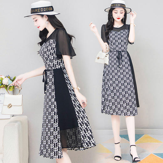 YWE KEDX63时尚印花连衣裙显瘦气质大码裙 商品图3