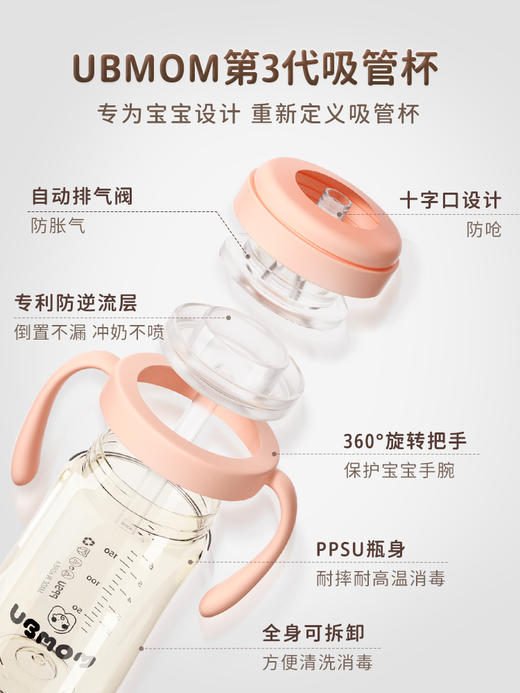 韩国ubmom宝宝吸管杯喝奶瓶婴儿学饮水杯儿童6个月以上 商品图1