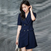 藏青色职业连衣裙女夏季短袖气质正装通勤工作服售楼部裙子 商品缩略图1