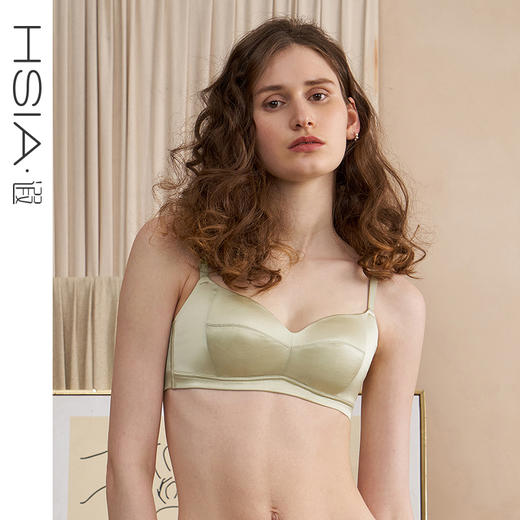 HSIA遐真丝文胸女无钢圈全罩杯薄款夹棉防凸点光面无痕桑蚕丝内衣 商品图1