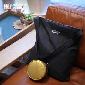 又见美物 团圆包 圆形收纳包加可折叠单肩斜挎包环保百搭ins单肩包 黑色 EB2201