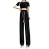 黑色冰丝运动阔腿裤女高腰垂感春夏 新款透气宽松直筒休闲裤 商品缩略图4
