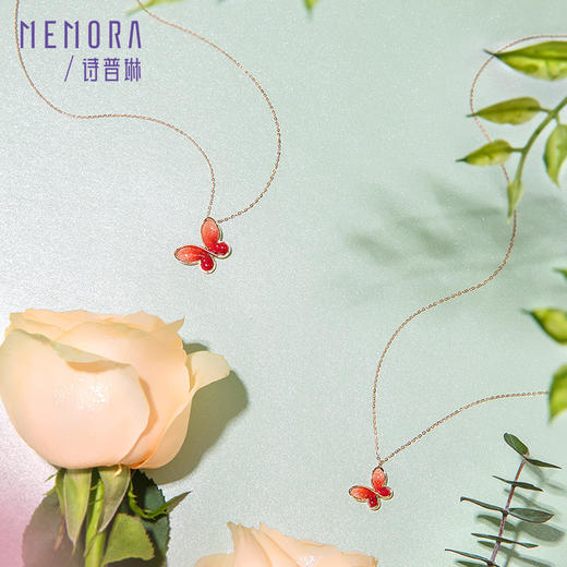 MEMORA诗普琳玫瑰18K金项链蝶梦青春，三色可选蝴蝶项链KN3023、KN3024 商品图5