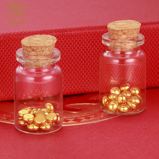 中国珠宝 黄金豆豆摆件1g足金小金条实心攒金豆存钱投资收藏送礼 商品图2