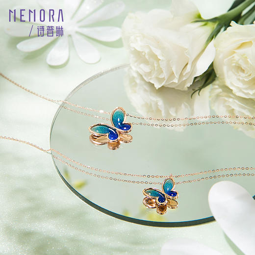 MEMORA诗普琳玫瑰18K金项链蝶梦青春，三色可选蝴蝶项链KN3023、KN3024 商品图6