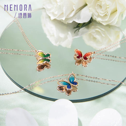 MEMORA诗普琳玫瑰18K金项链蝶梦青春，三色可选蝴蝶项链KN3023、KN3024 商品图0