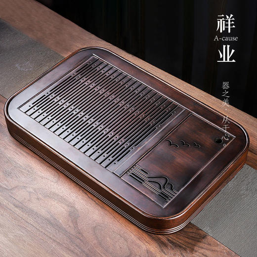 茶盘家用竹制小茶台托盘排水沥水储水式功夫茶具椭圆形茶海 商品图2