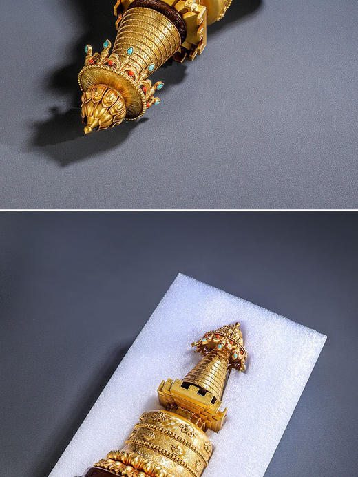 噶当塔西藏舍利塔佛塔摆件藏传佛教藏密宗用品菩提宝塔纯铜噶当塔 商品图13