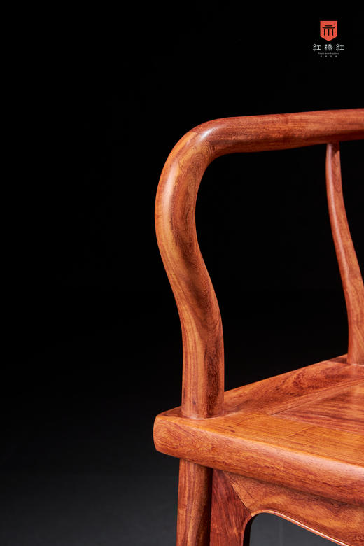 红桥红  家具严选  缅甸花梨（大果紫檀）【宝蕴楼扇形 南官帽椅三件套】 商品图5