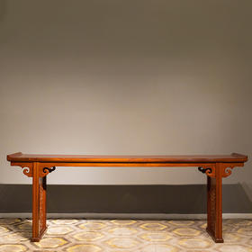 红木夹头榫透雕螭龙纹翘头案