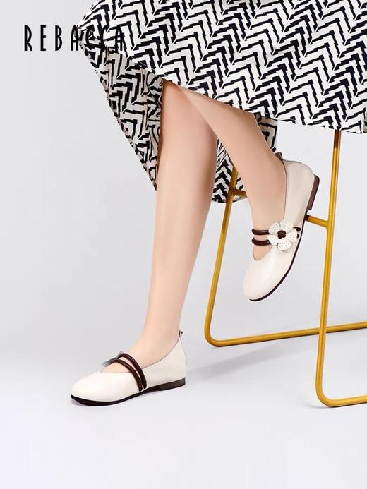 2楼瑞贝卡女鞋玛丽珍鞋奶奶鞋森女系圆头浅口平底鞋22ZY3217 商品图3