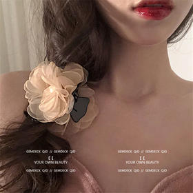 气质花朵珍珠网纱抓夹  复古法式网红外出百搭发夹发卡后脑勺发饰