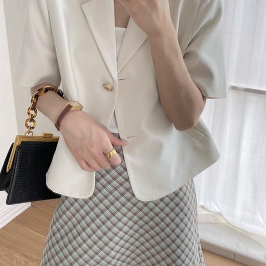 （清仓现货）【社群供V】薄款短袖小西装外套女设计感小众洋气休闲西服上衣涤纶 商品图4