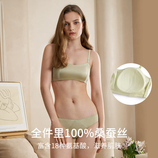 HSIA遐真丝内衣女光面无痕薄款透气桑蚕丝抹胸围中小胸无钢圈文胸 商品图3