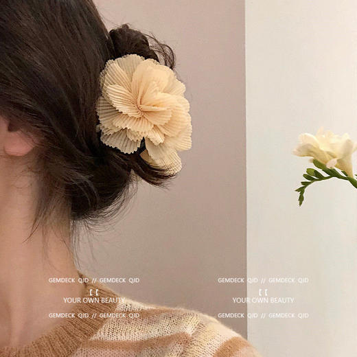 气质花朵珍珠网纱抓夹  复古法式网红外出百搭发夹发卡后脑勺发饰 商品图1