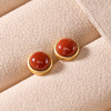 【晕轮】S925银镀金镶嵌南红玛瑙圆形耳钉【CW-701011】 商品缩略图2