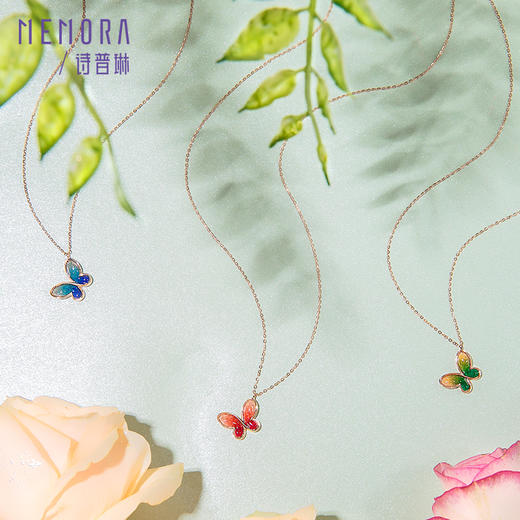 MEMORA诗普琳玫瑰18K金项链蝶梦青春，三色可选蝴蝶项链KN3023、KN3024 商品图8