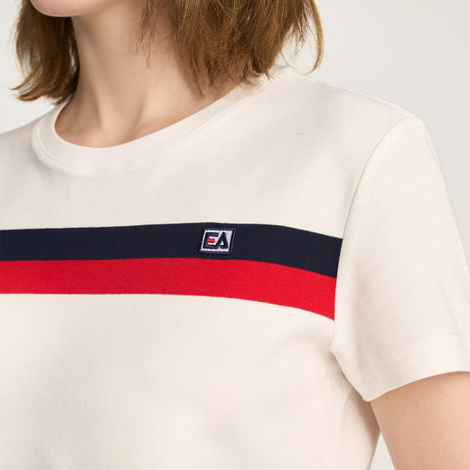 ELLE Active印花情侣短袖棉T恤新品短T条纹撞色拼接短袖 商品图2