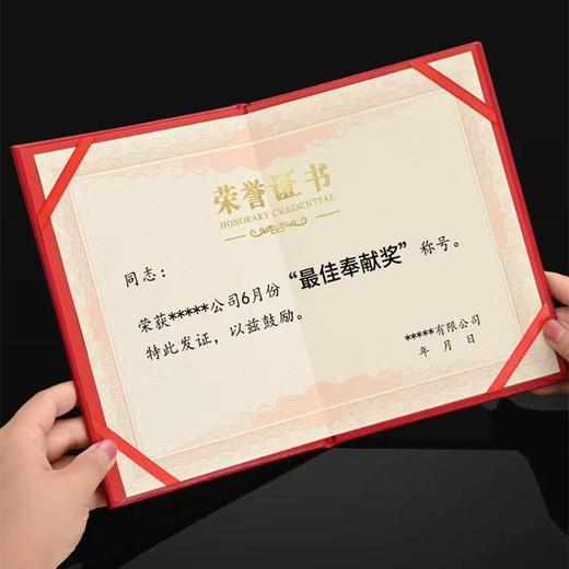 加厚特种纸浮雕烫金荣誉证书12开8开6开 商品图5