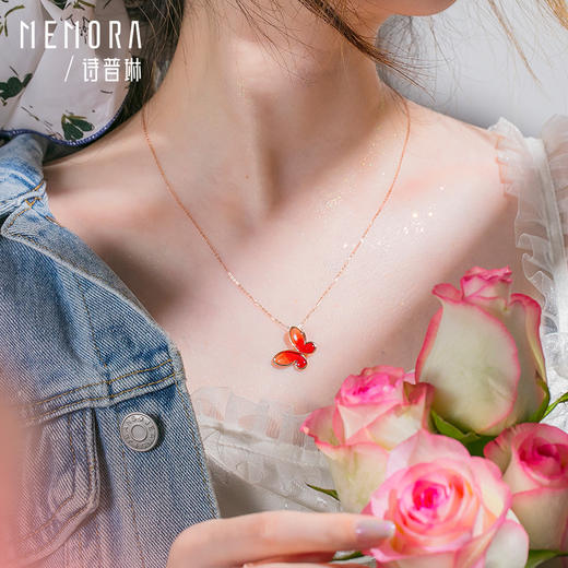MEMORA诗普琳玫瑰18K金项链蝶梦青春，三色可选蝴蝶项链KN3023、KN3024 商品图3