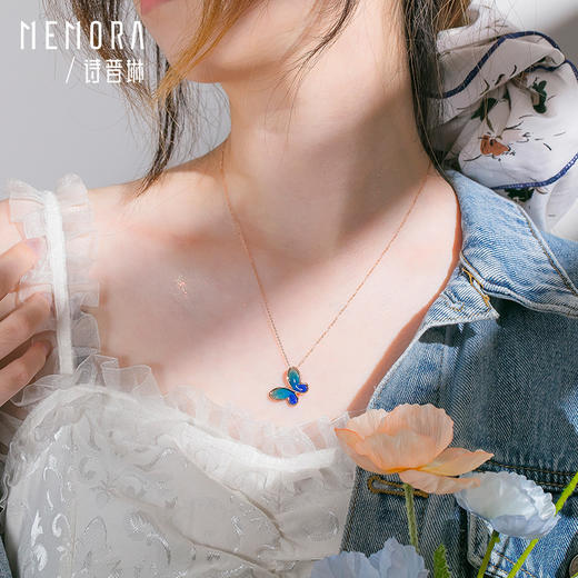 MEMORA诗普琳玫瑰18K金项链蝶梦青春，三色可选蝴蝶项链KN3023、KN3024 商品图4