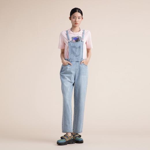 谜底2022夏季新款复古学院风高腰天丝棉背带牛仔裤女222MK0564 商品图0