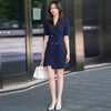 藏青色职业连衣裙女夏季短袖气质正装通勤工作服售楼部裙子 商品缩略图0