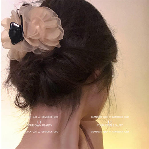 气质花朵珍珠网纱抓夹  复古法式网红外出百搭发夹发卡后脑勺发饰 商品图9
