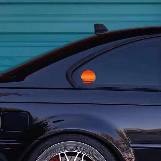 汽车贴纸复古风落日余晖夕阳车窗玻璃防水防晒反光电动车摩托车贴 商品图2