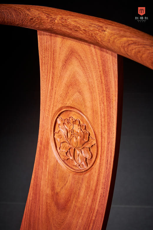 红桥红  家具严选  缅甸花梨（大果紫檀）【宝蕴楼扇形 南官帽椅三件套】 商品图3