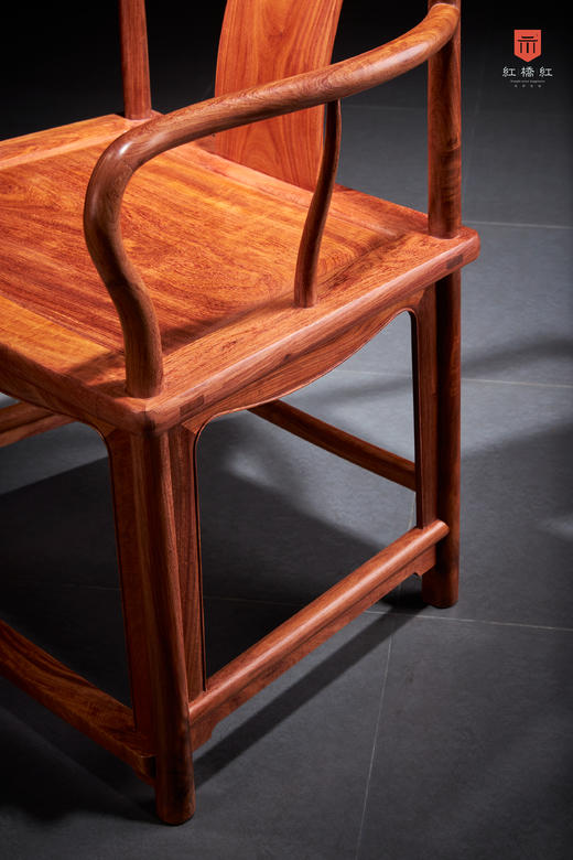 红桥红  家具严选  缅甸花梨（大果紫檀）【宝蕴楼扇形 南官帽椅三件套】 商品图7