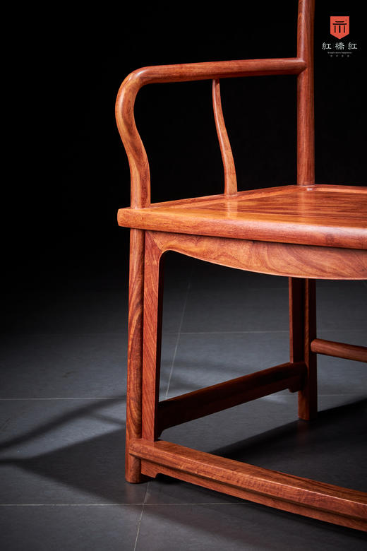 红桥红  家具严选  缅甸花梨（大果紫檀）【宝蕴楼扇形 南官帽椅三件套】 商品图6