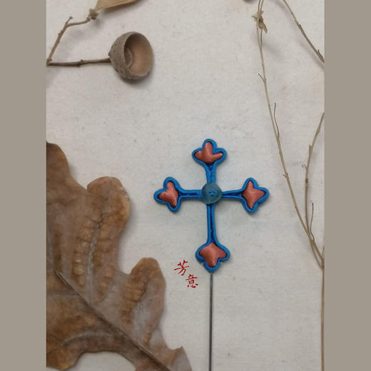 蓝十字盘扣胸针○芳意旗袍 商品图3