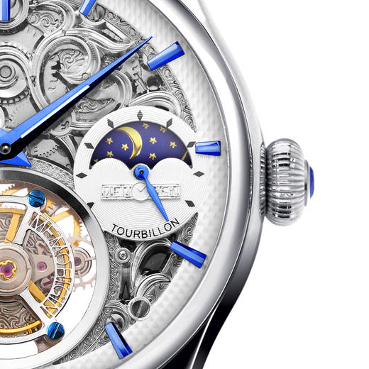 MEMORIGIN万希泉如意系列陀飞轮机械腕表真皮透底男表皮带男手表 商品图4