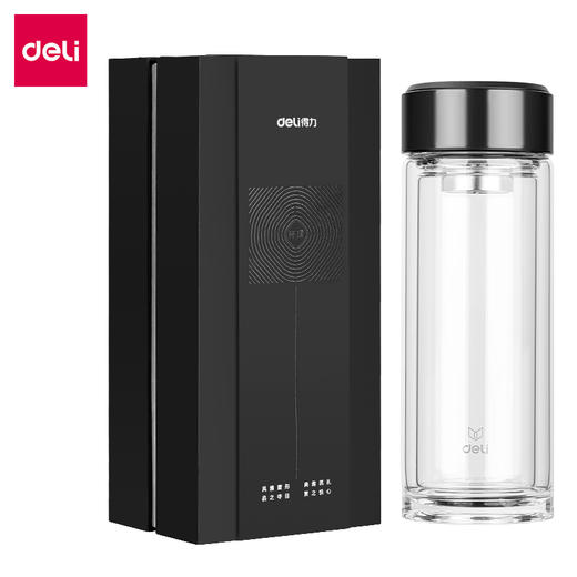 得力17660双层玻璃杯(黑)(个) 商品图0