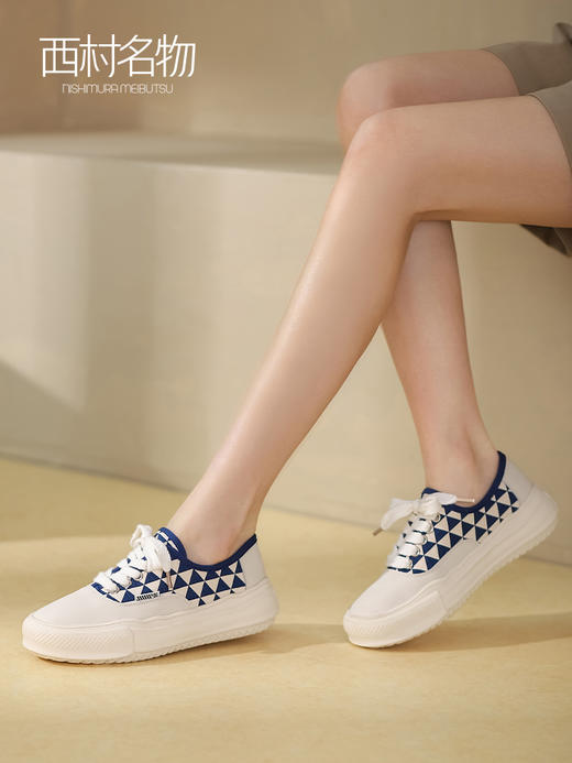 西村名物夏季薄款帆布鞋女小香风百搭棋盘格溶解鞋休闲板鞋11301 商品图1