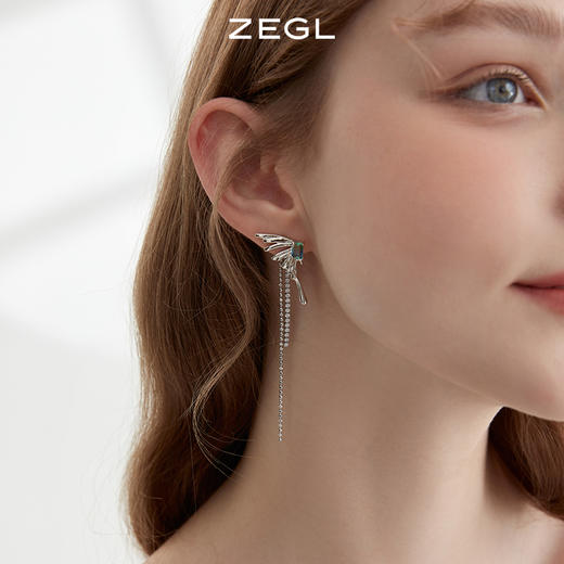 ZEGL设计师浮生若梦系列液态蝴蝶耳环女夏设计感耳钉925银针耳饰 商品图3