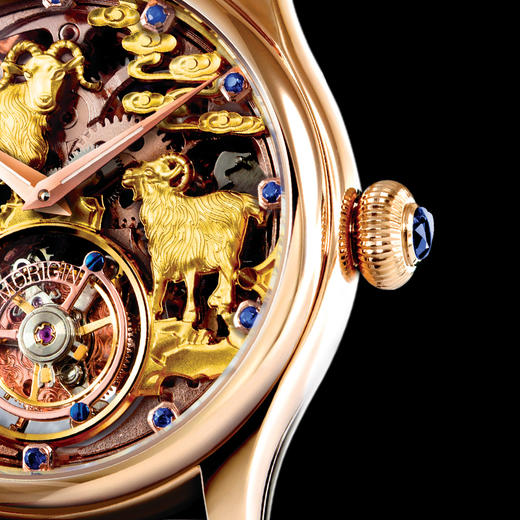 MEMORIGIN万希泉生肖系列羊腕表男陀飞轮机械表男士真皮镂空手表 商品图3